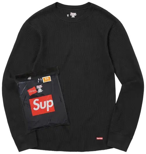 Supreme x Hanes Thermal Crew Black Long sleeve - Urban Utility