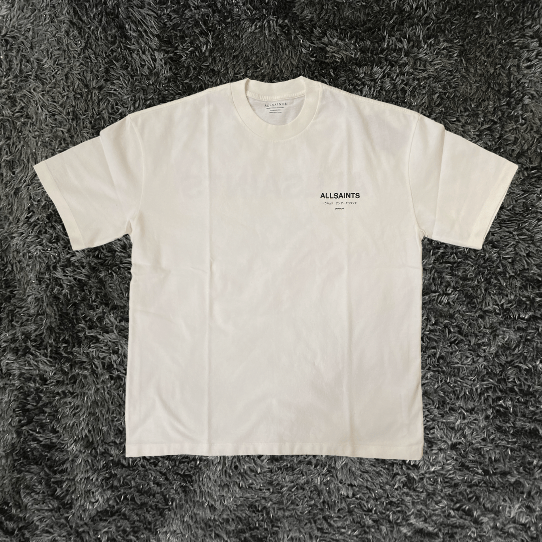 All Saints Underground Oversized Ashen White T-shirt - Urban Utility