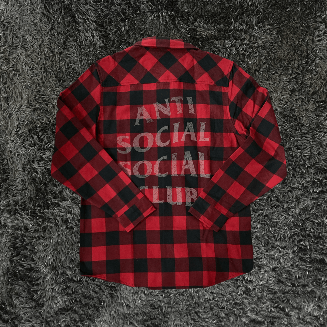 Anti Social Social Club Rack Flannel Red Black Long Sleeve - Urban Utility