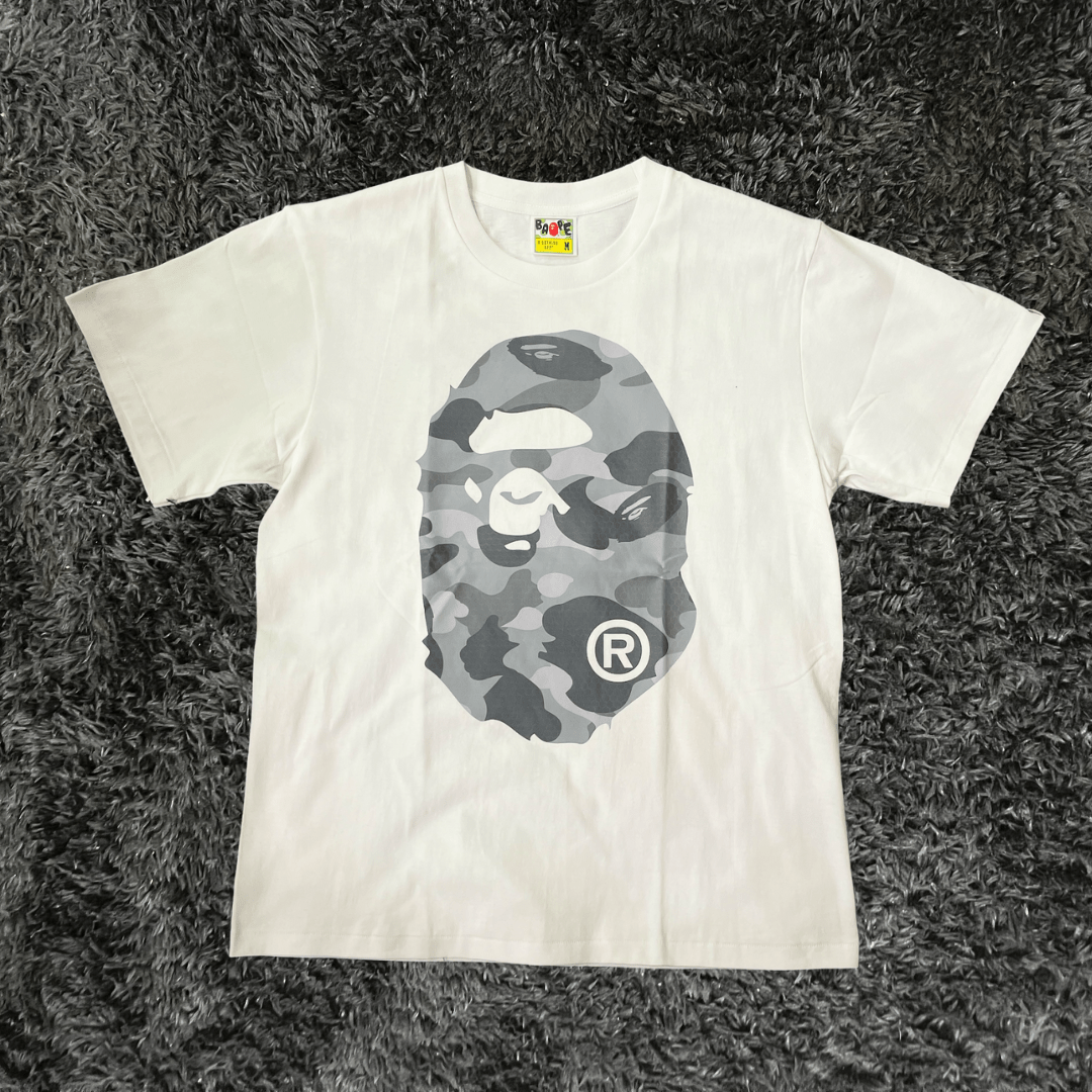Bape Dot Camo Big Ape Head White Gray T-shirt - Urban Utility