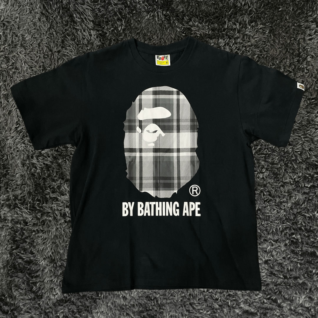 Bape A Bathing Ape Check by Bathing Black Grey T-shirt - Urban Utility