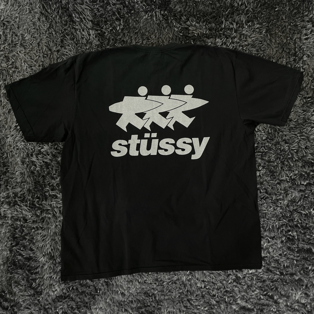 Stussy Surfwalk Pig Dyed Black T-shirt - Urban Utility