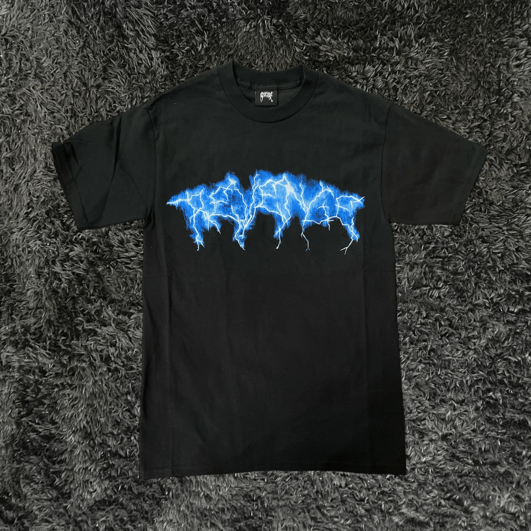 Revenge Blue Lightning Black T-shirt - Urban Utility