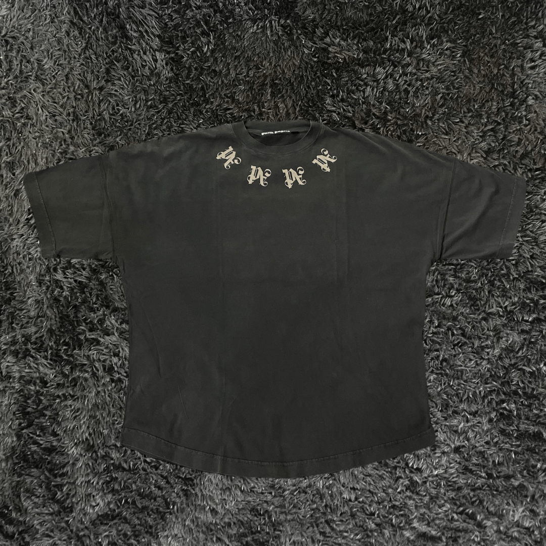 Palm Angels Statementc Monogram Over Black Grey T-shirt - Urban Utility
