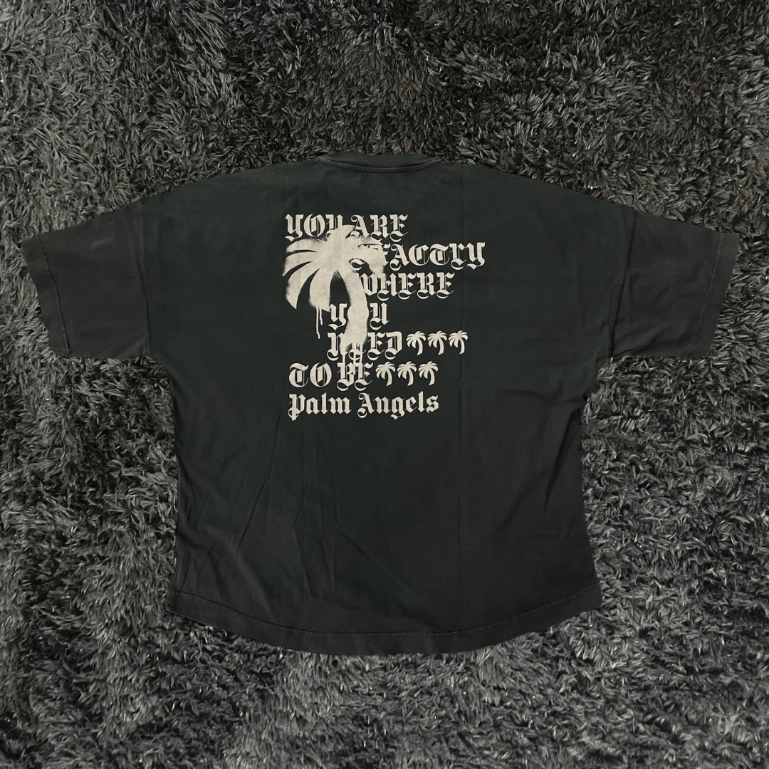 Palm Angels Statementc Monogram Over Black Grey T-shirt - Urban Utility
