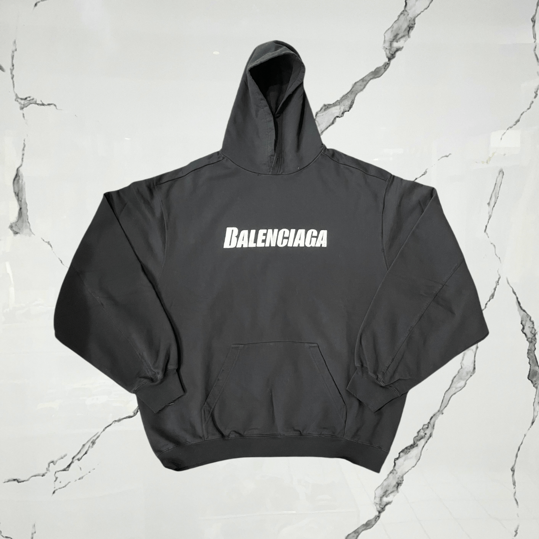 Balenciaga Black White Letters Hoodie - Urban Utility