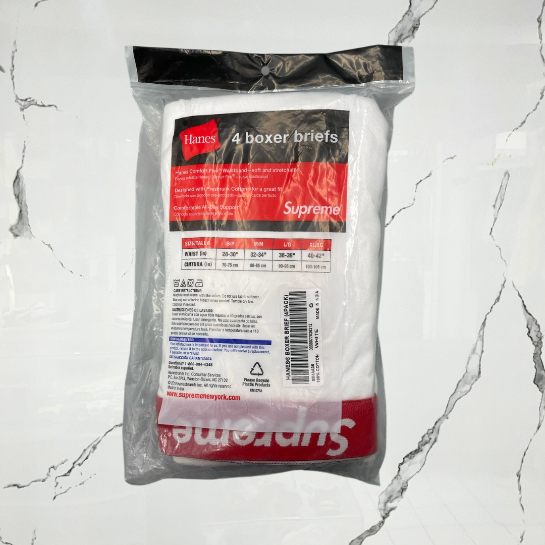 Supreme x Hanes White Boxers (Set of 4)