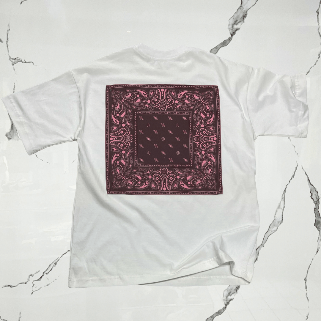Urban Utility Born To Create Bandana White Brown Pink T-shirt - Urban Utility