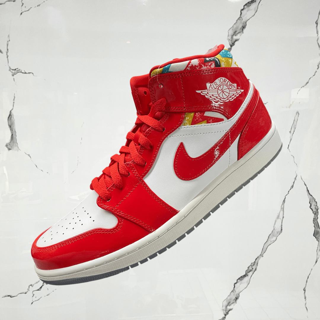 Jordan 1 Mid Barcelona Sweater Red Patent - Urban Utility