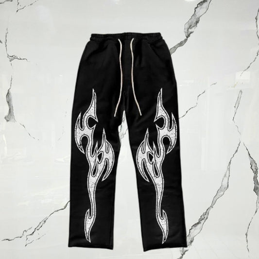 CrowStar Big Flames Flared Pants - Urban Utility