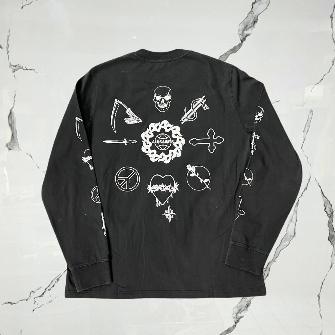 All Saints Orbital Washed Black Long Sleeve - Urban Utility