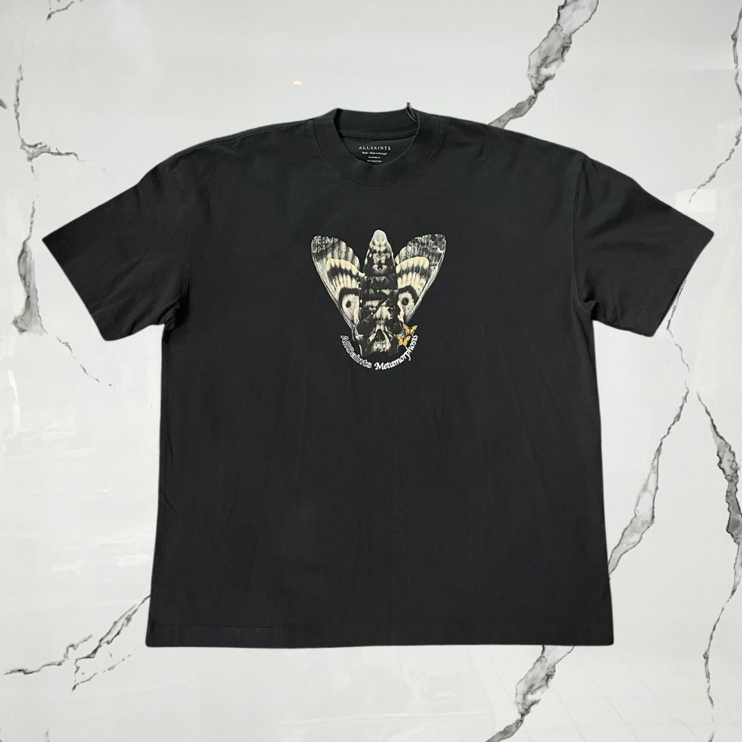 All Saints Chrysalypse Crew SS Washed Black T-shirt - Urban Utility