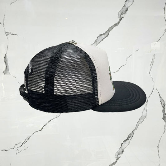Chrome Hearts Triple Cross Trucker Black White Cap - Urban Utility