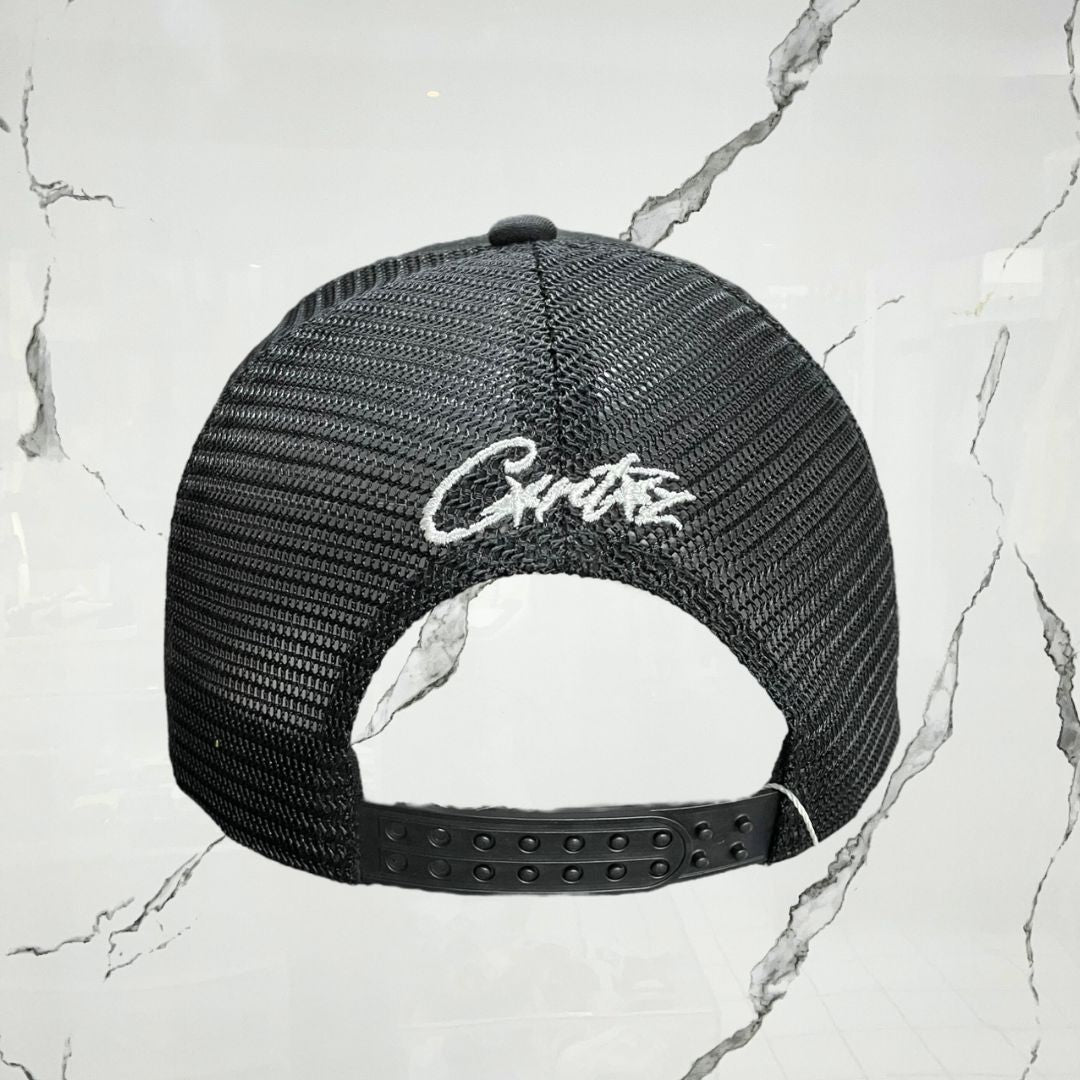 Corteiz 5 Stars Alcatraz Trucker Black Cap - Urban Utility