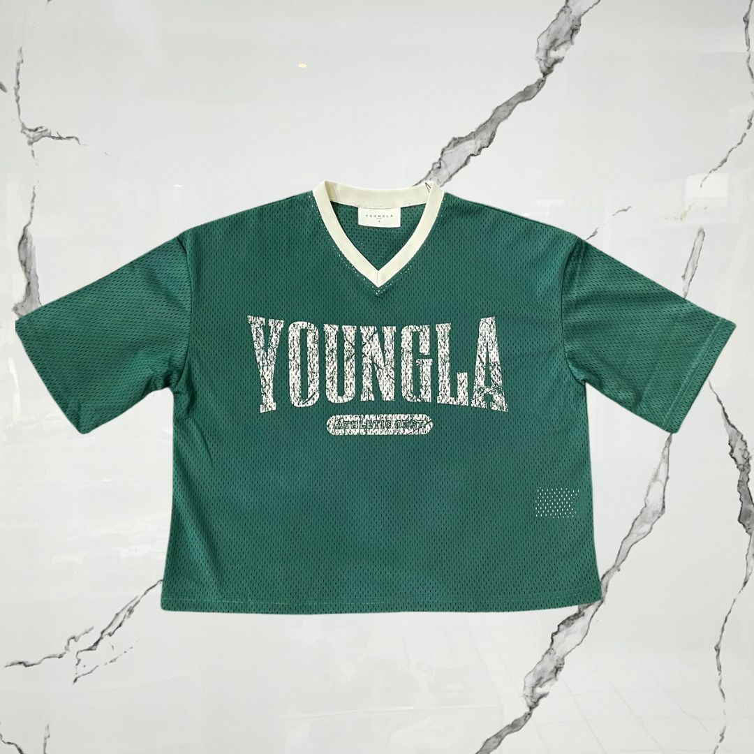 YoungLA Varsity Football Cropped Green Jersey - Urban Utility