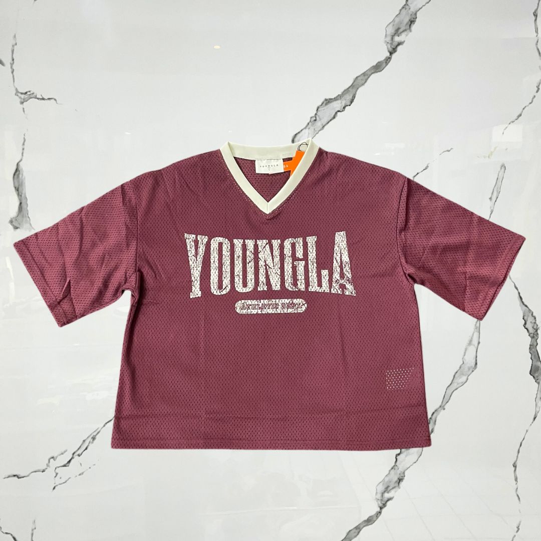 YoungLA Varsity Football Cropped Burgundy Jersey - Urban Utility