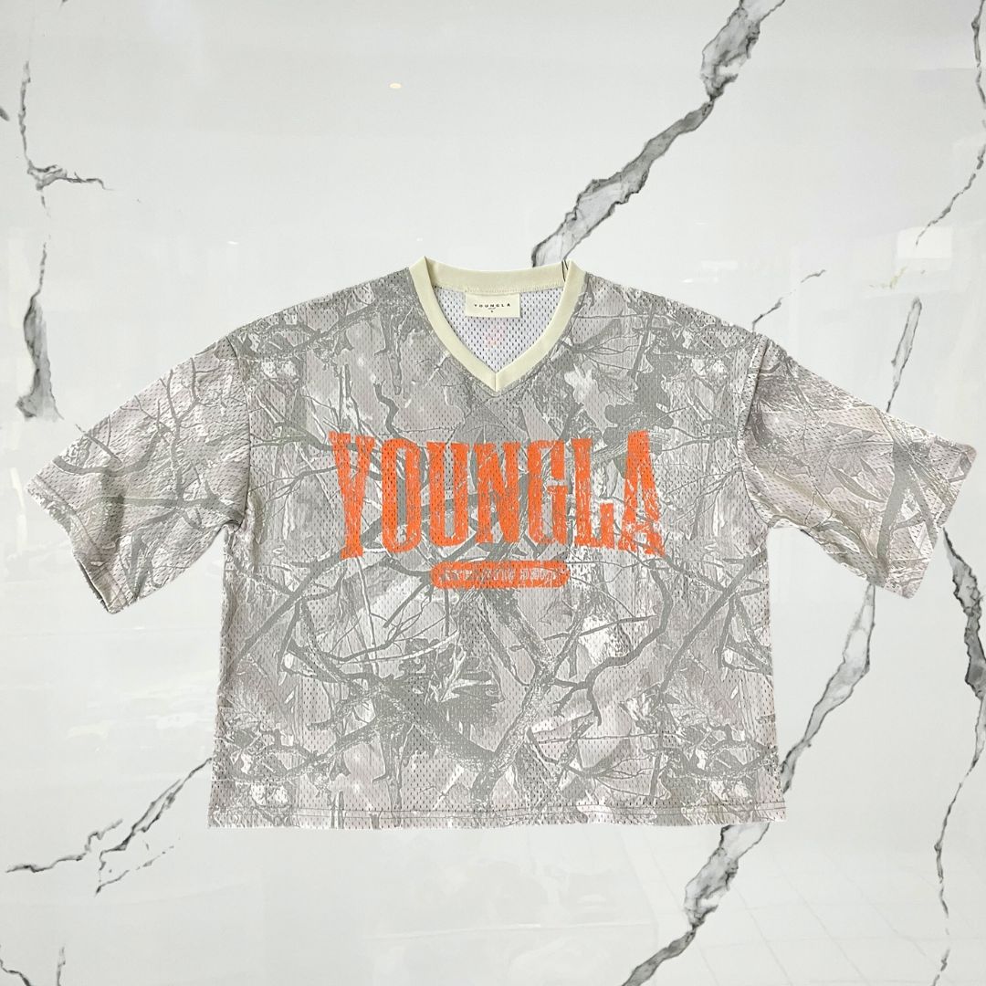YoungLA Varsity Football Cropped Tan Tree Camo Jersey - Urban Utility