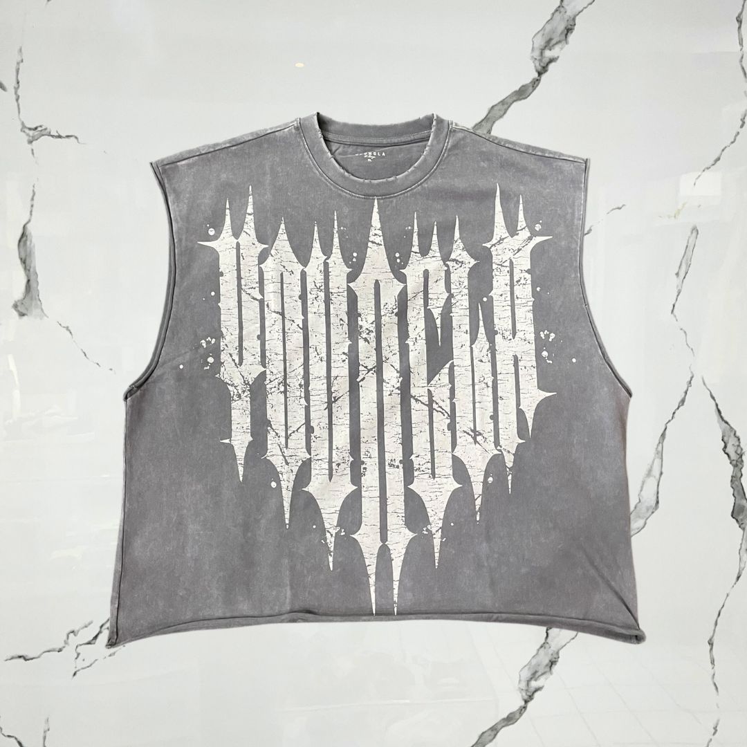 Revenge Crop Cut - Offs Grey Wash Tank Top - Urban Utility