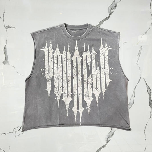 Revenge Crop Cut - Offs Grey Wash Tank Top - Urban Utility