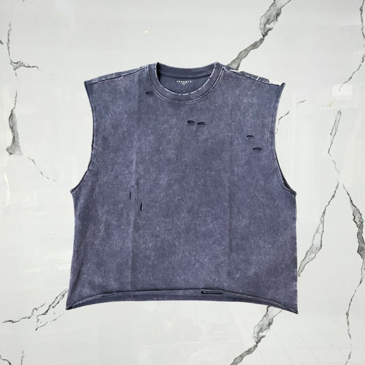 YoungLA Anarchy Cropped Tanks Deep Navy Wash Tank Top - Urban Utility