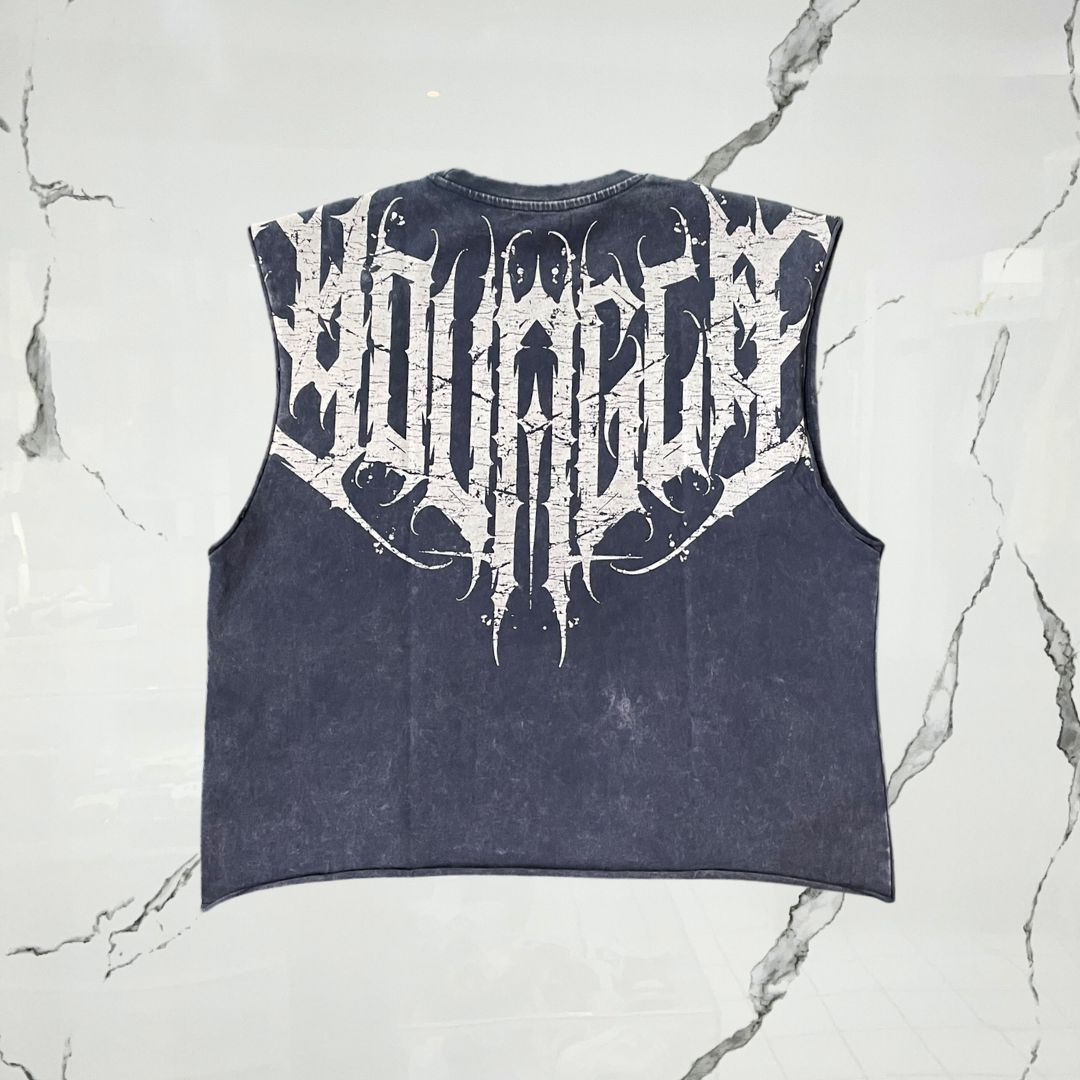 YoungLA Anarchy Cropped Tanks Deep Navy Wash Tank Top - Urban Utility