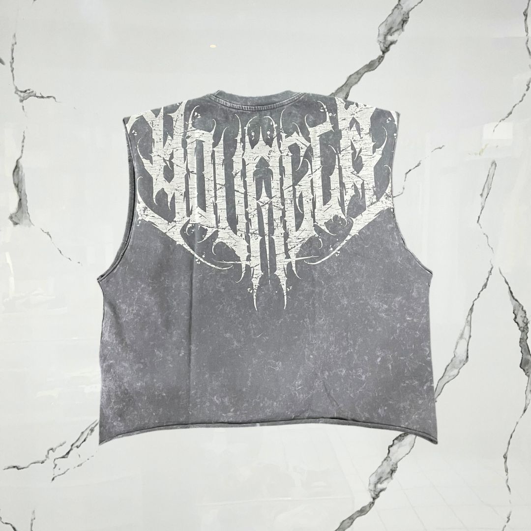 YoungLA Anarchy Cropped Tanks Grey Wash Tank Top - Urban Utility
