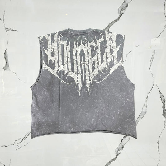 YoungLA Anarchy Cropped Tanks Grey Wash Tank Top - Urban Utility