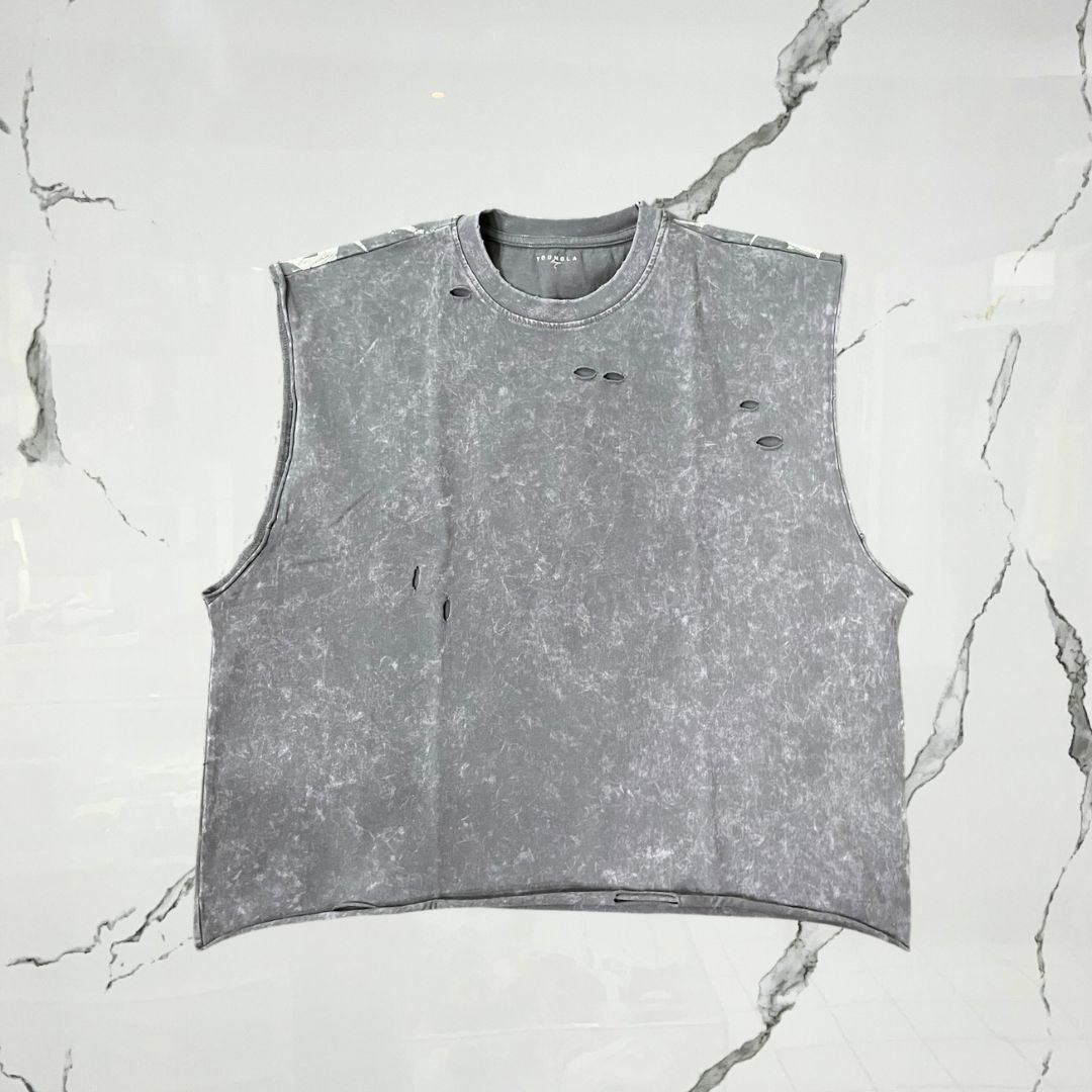 YoungLA Anarchy Cropped Tanks Grey Wash Tank Top