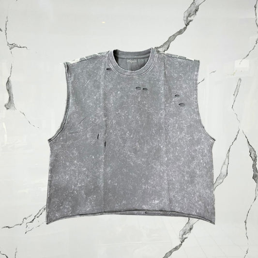 YoungLA Anarchy Cropped Tanks Grey Wash Tank Top - Urban Utility