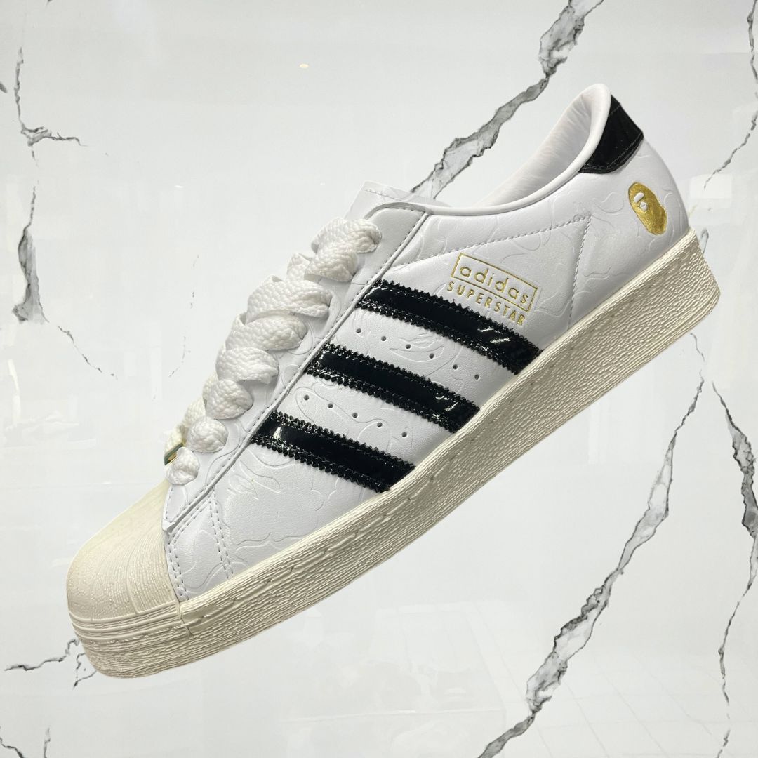 Adidas Superstar 80s Bape White Black A Bathing Ape BAPE X Adidas