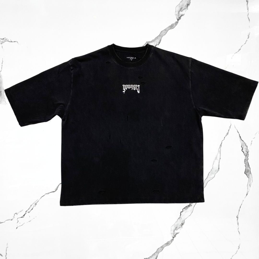 YoungLA Distressed Black T-shirt - Urban Utility