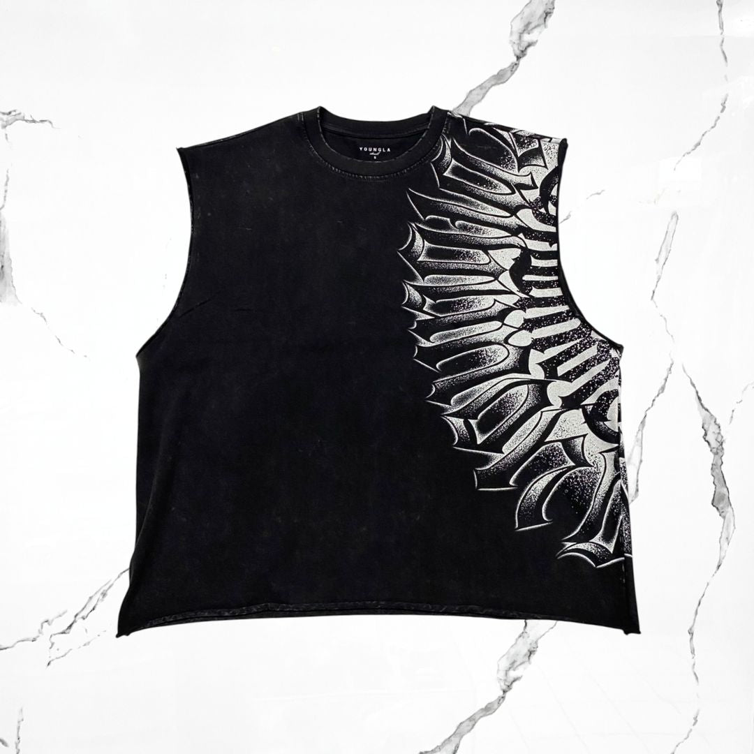 YoungLA Armor Ink Cut - Off Black Wash Tank - Urban Utility