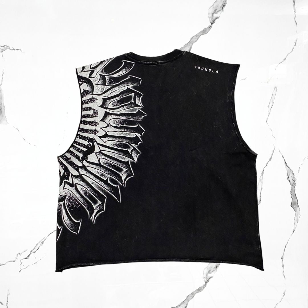 YoungLA Armor Ink Cut - Off Black Wash Tank - Urban Utility