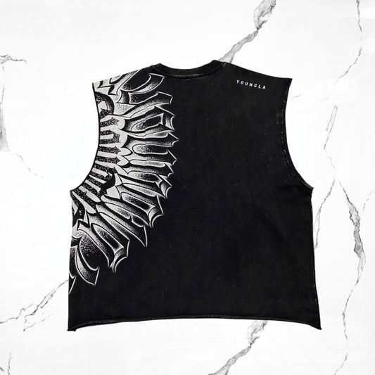 YoungLA Armor Ink Cut - Off Black Wash Tank - Urban Utility