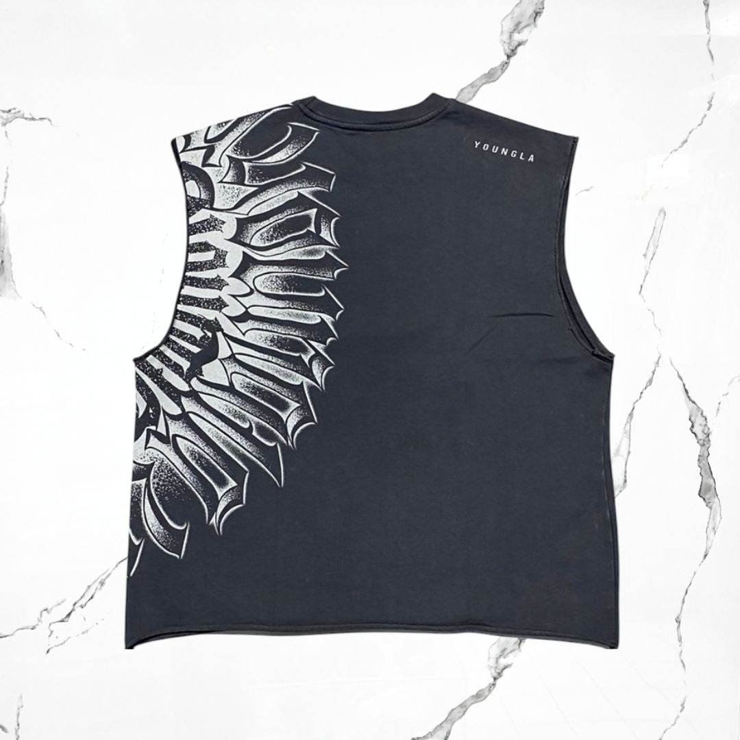 YoungLA Armor Ink Cut - Off Grey Wash Tank - Urban Utility