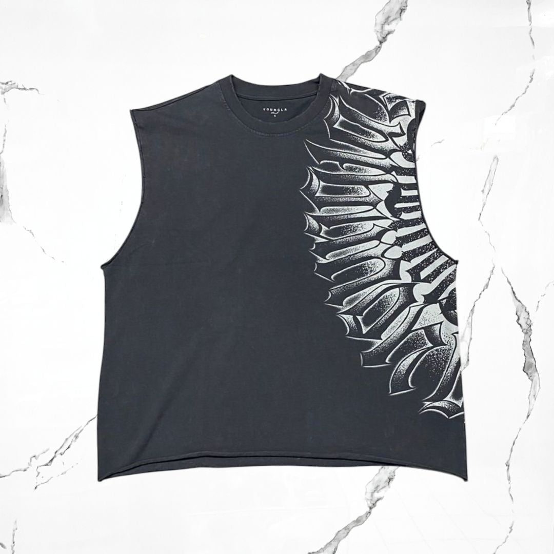 YoungLA Armor Ink Cut - Off Grey Wash Tank - Urban Utility