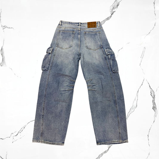 YoungLA Baggy Cargo Blue Wash Jeans - Urban Utility