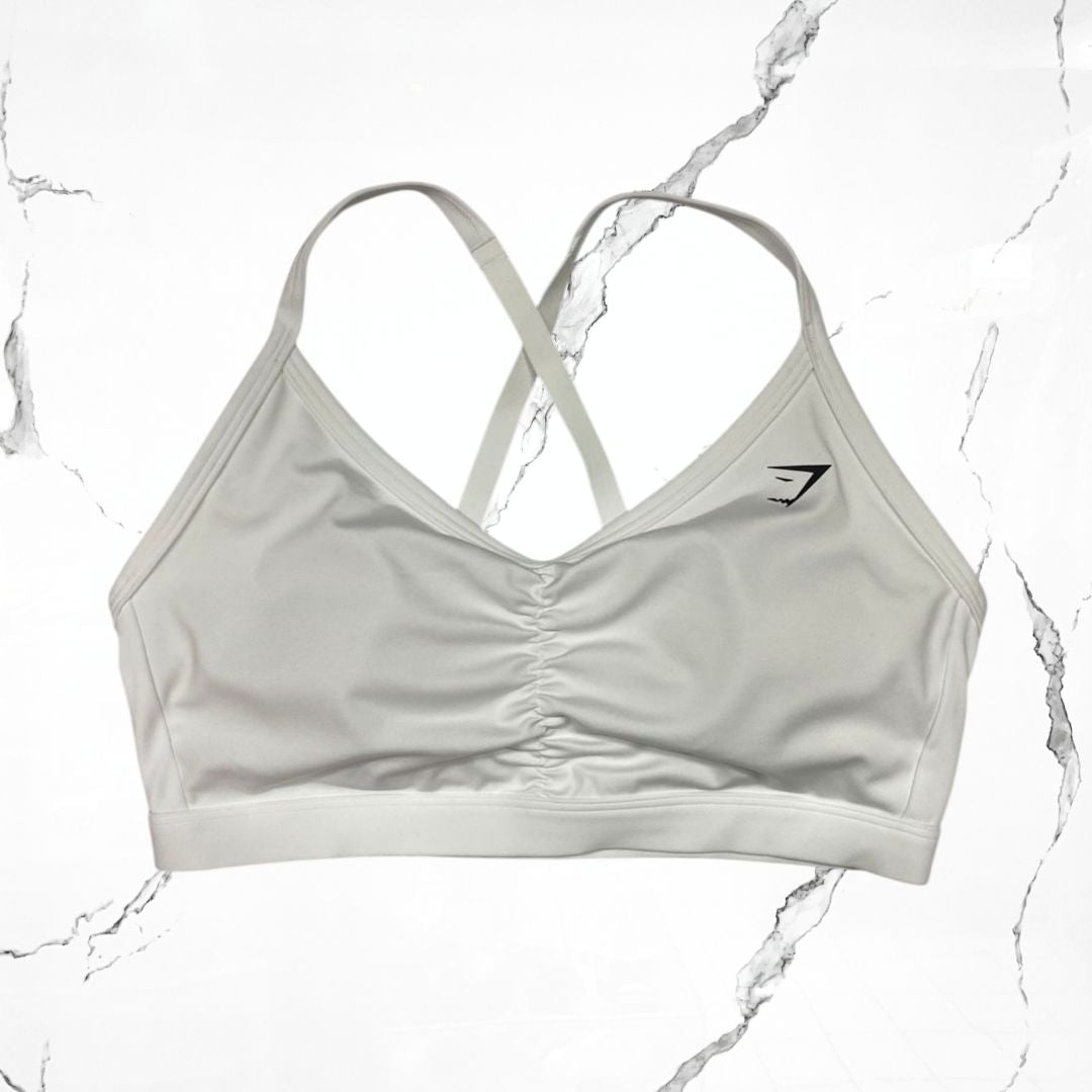 Gymshark Ruched White Sports Bra - Urban Utility
