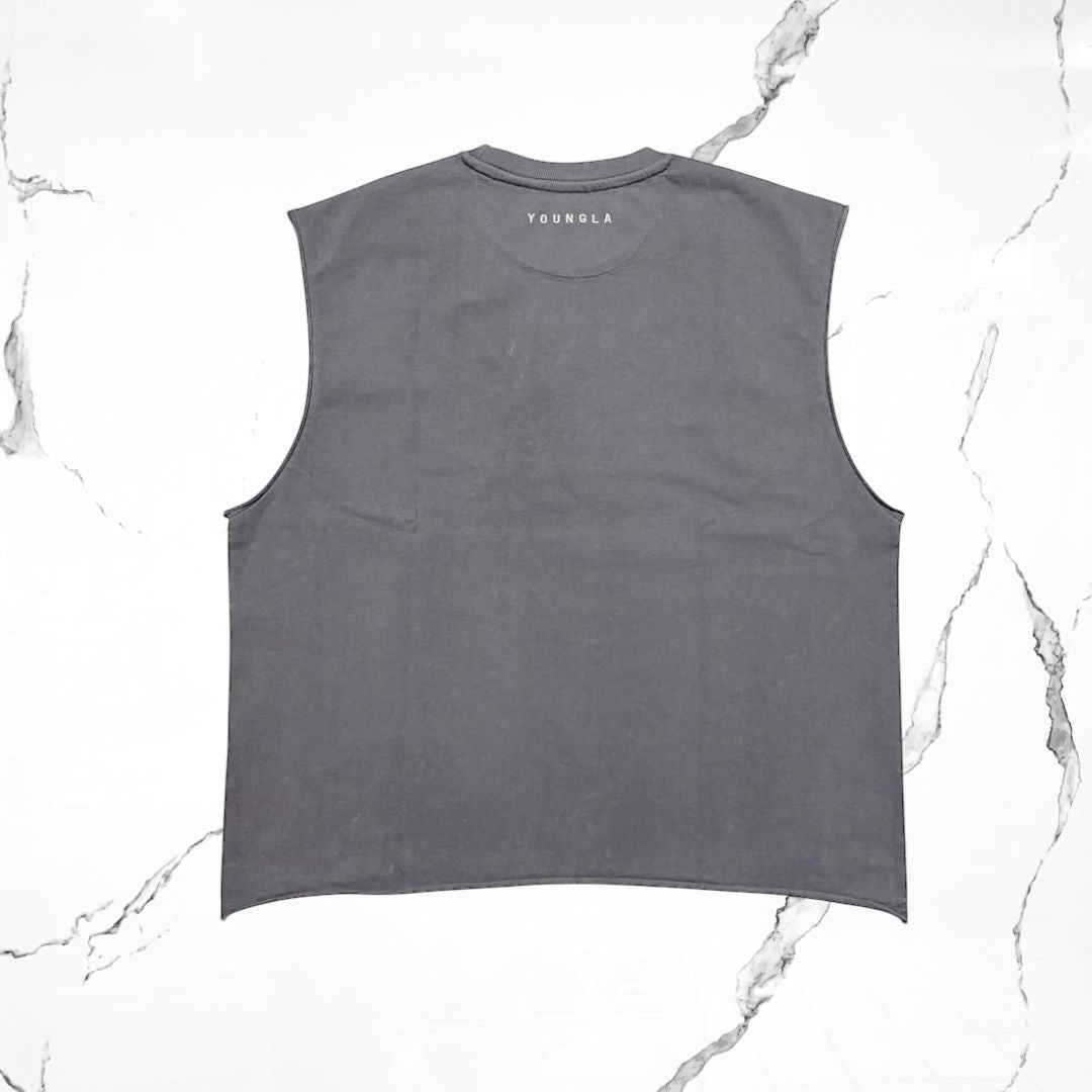 YoungLA Dark Wave Cut - Offs Grey Wash Tank - Urban Utility