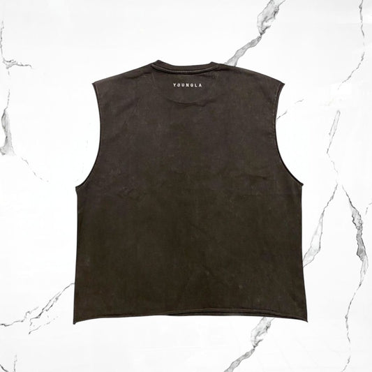 YoungLA Dark Wave Cut - Offs Brown Wash Tank - Urban Utility