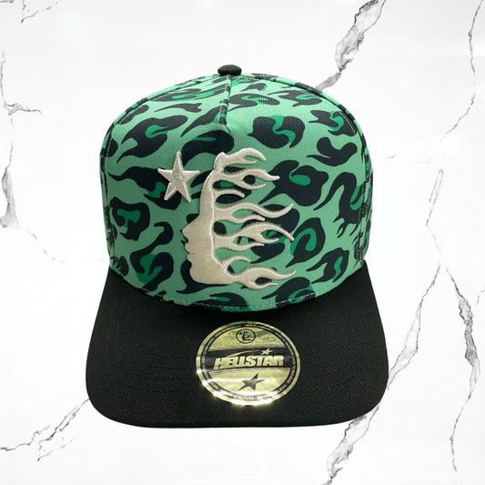 Hellstar Cheetah Print Fitted Hat Green Cap - Urban Utility