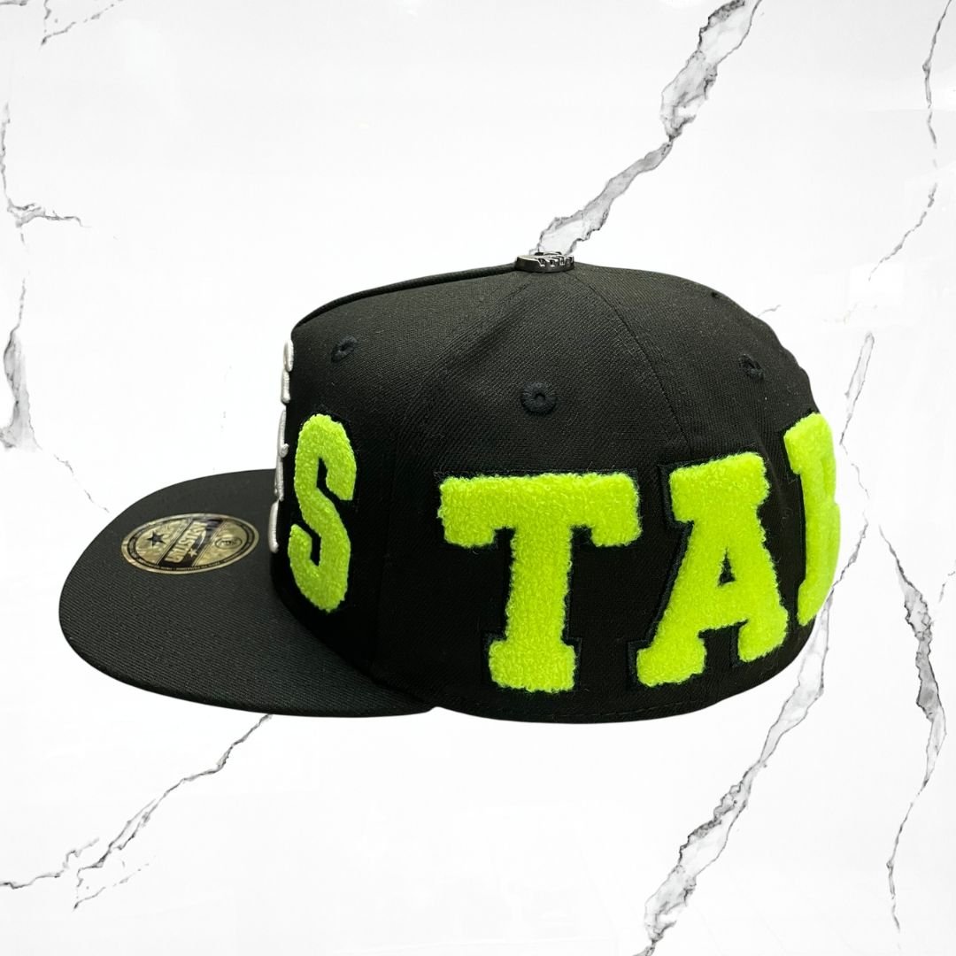 Hellstar OG Patch Fitted Hat Black Neon Green Cap - Urban Utility