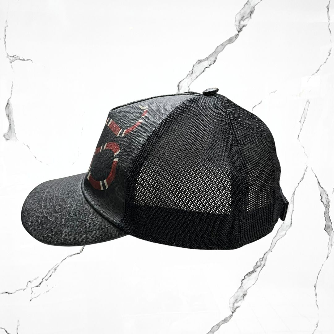 Gucci Kingsnake Print GG Supreme Baseball Black Grey
