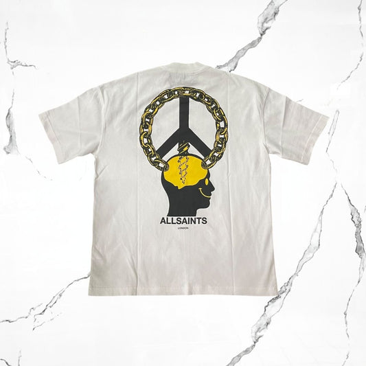 All Saints Screwed SS Crew Optic White T-shirt - Urban Utility