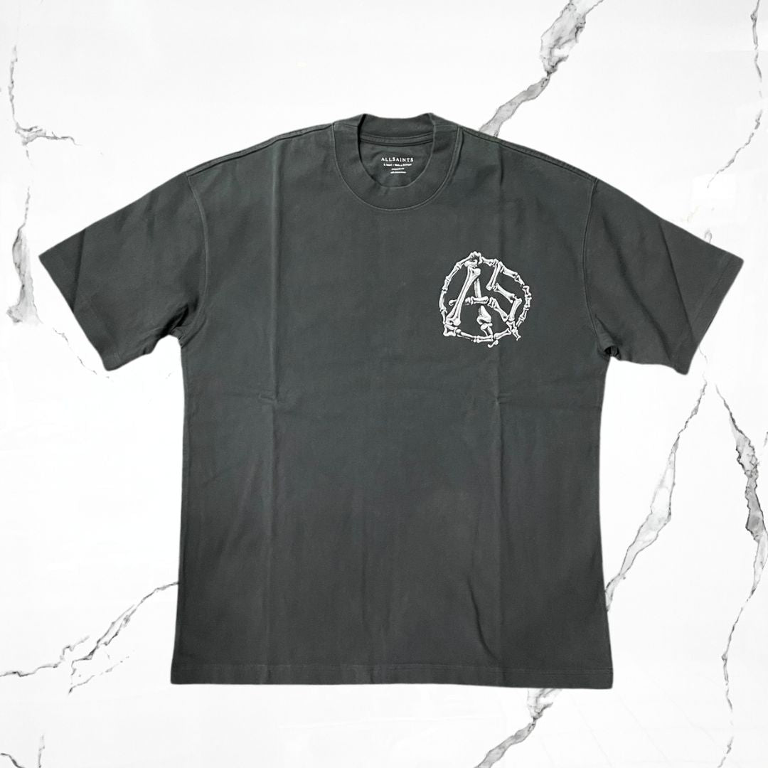 All Saints Anatomica SS Crew Washed Black T-shirt - Urban Utility