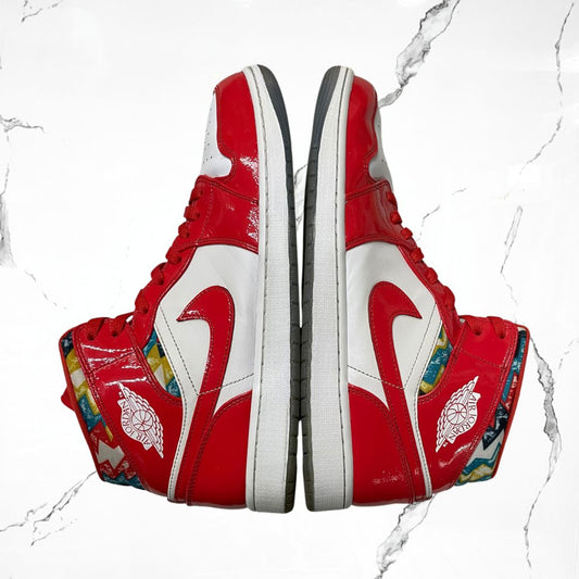 Jordan 1 Mid Barcelona Sweater Red Patent (De Uso) - Urban Utility