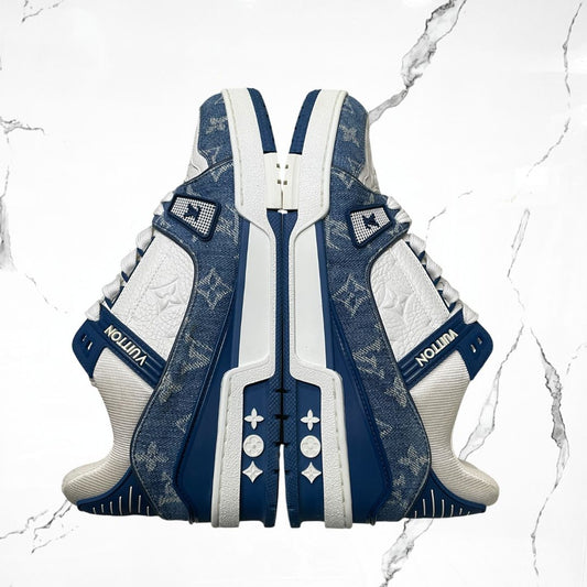 Louis Vuitton Trainer White Blue Denim (De Uso) - Urban Utility