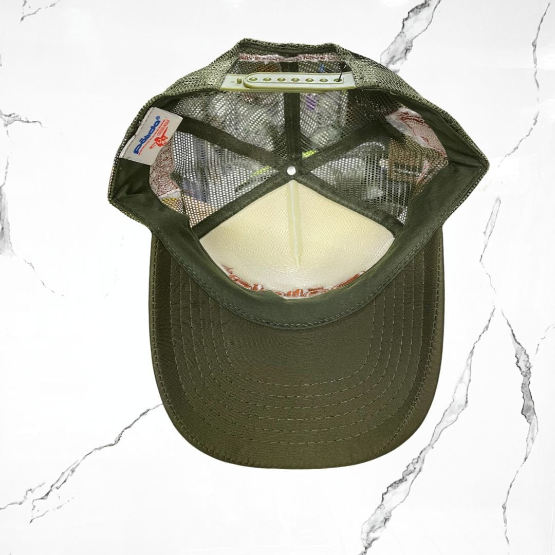 Palida Trucker Hat Box Logo Beige Olivo Orange Cap - Urban Utility