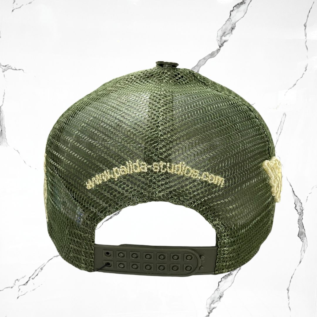 Palida Trucker Hat Box Logo Green Yellow Cap