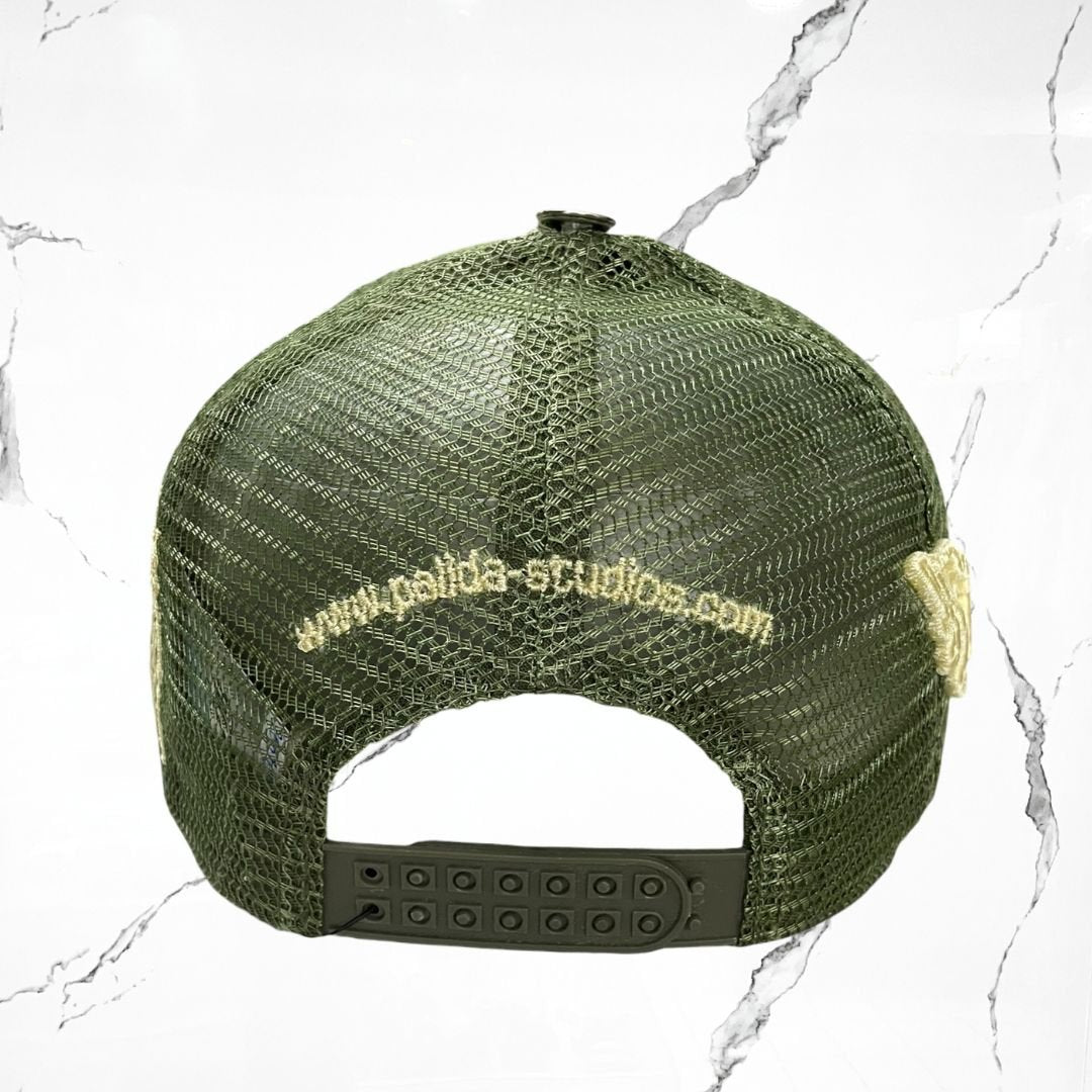 Palida Trucker Hat Box Logo Green Yellow Cap - Urban Utility